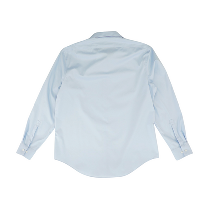 Blue Solid Long Sleeve Button Down