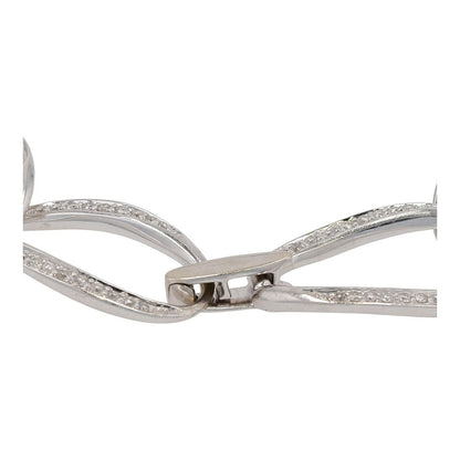 1/2 Ct 14K White Gold Diamond Accented Oval Link Bracelet