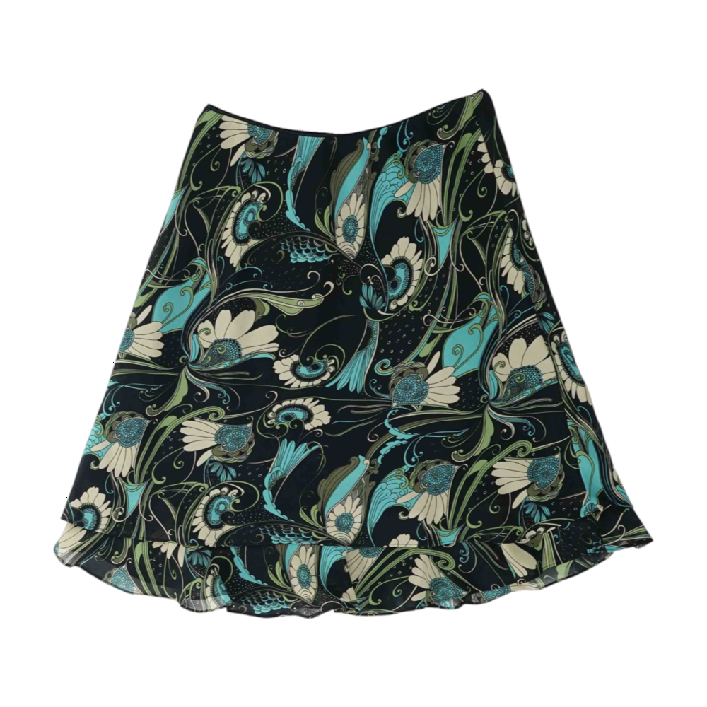 Black Floral Midi Skirt