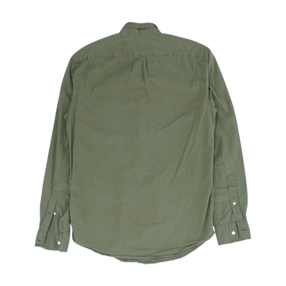 Green Solid Long Sleeve Button Down
