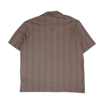 Brown Solid Short Sleeve Button Down