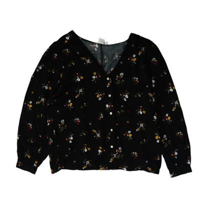 Black Floral Button Down