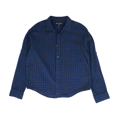 Navy Check Long Sleeve Button Down