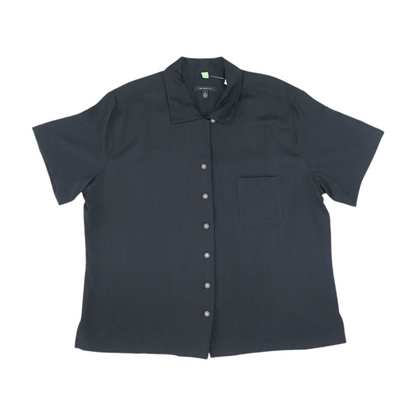 Black Solid Short Sleeve Button Down