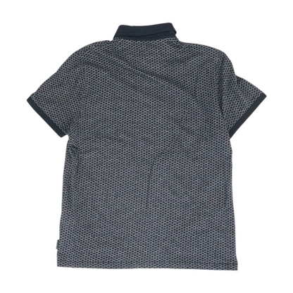 Navy Geometric Short Sleeve Polo