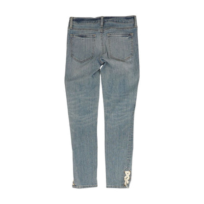 Blue Solid Mid Rise Skinny Leg Jeans