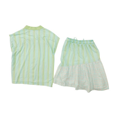 Green Striped Sleeveless Set
