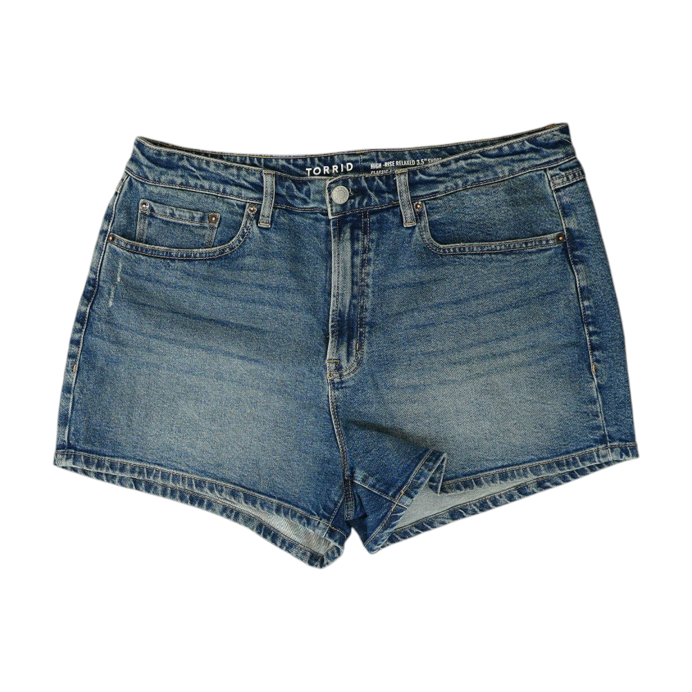 Blue Solid Denim Shorts