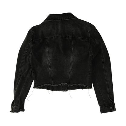 Black Solid Denim Jacket