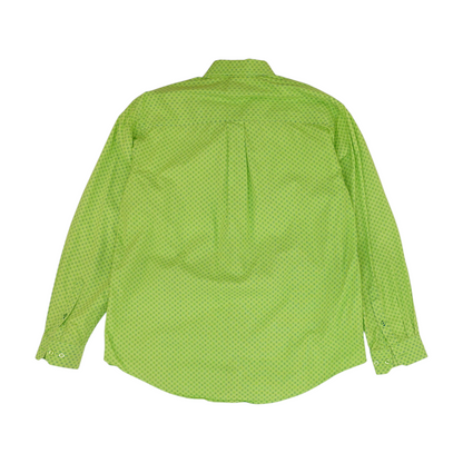 Green Geometric Long Sleeve Button Down