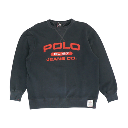 Vintage Black Solid Sweatshirt Pullover