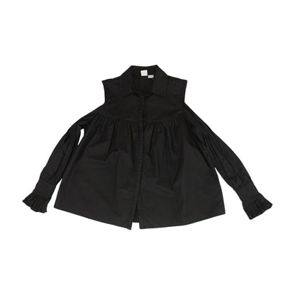 Black Solid Button Down