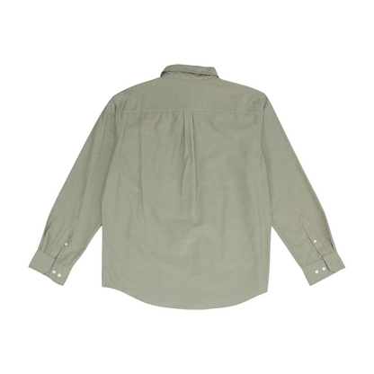 Green Solid Long Sleeve Button Down