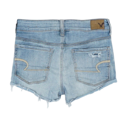 Blue Solid Denim Shorts
