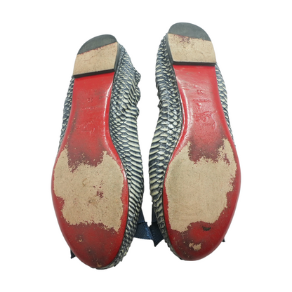 Navy Riviera Watersnake Leather Air Loubi Flats