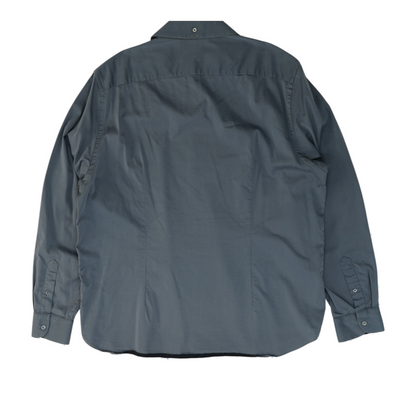 Gray Solid Long Sleeve Button Down