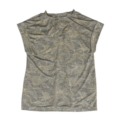 Gray Floral V Neck T-Shirt
