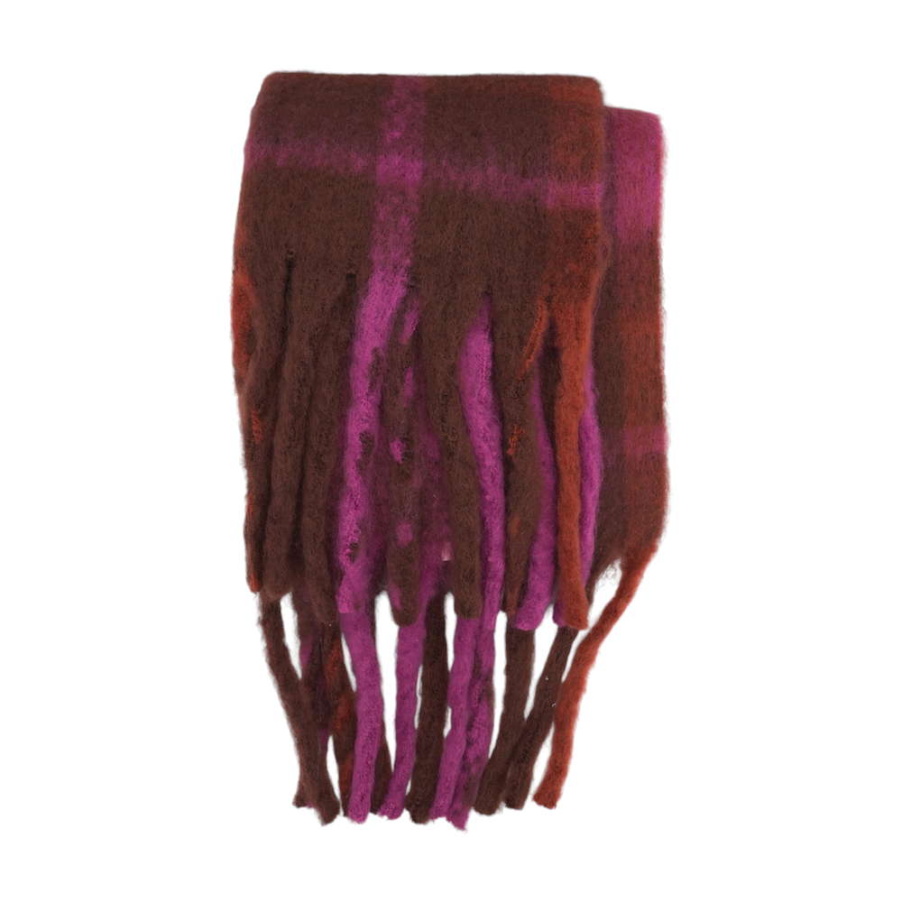 Maroon Plaid 100% Polyester Scarf