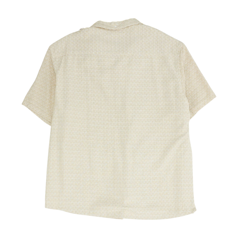 Beige Plaid Short Sleeve Button Down