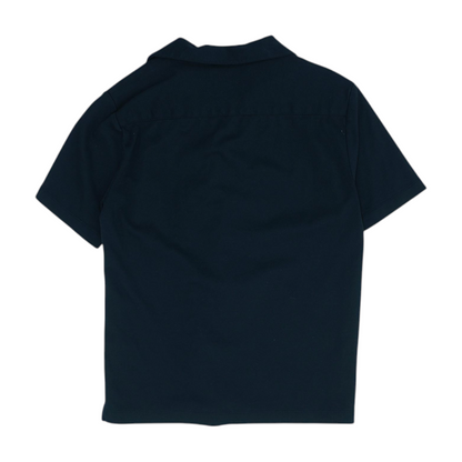Black Solid Short Sleeve Button Down