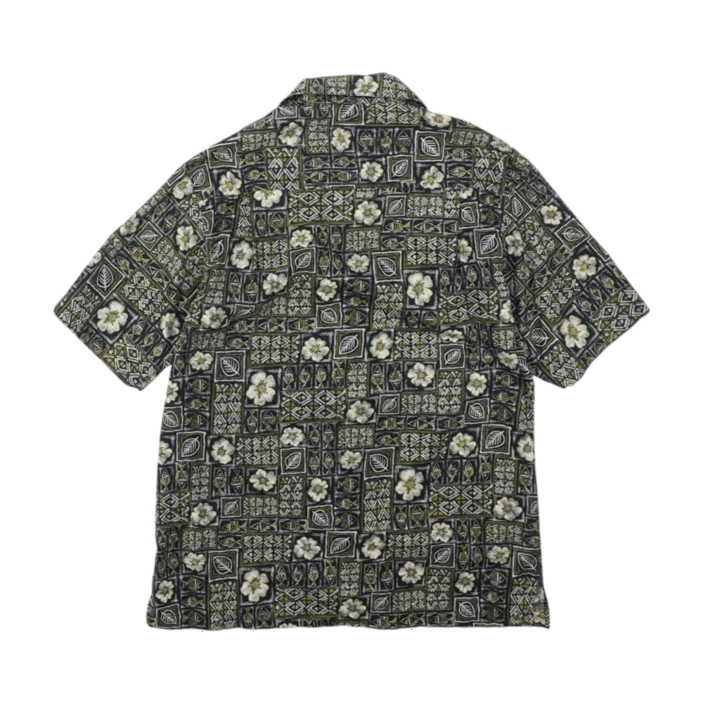 Navy Print Short Sleeve Button Down