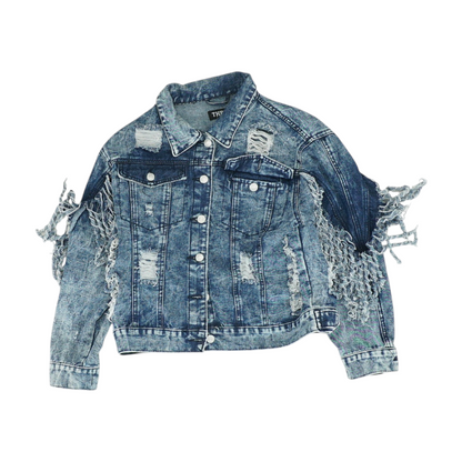Blue Solid Denim Jacket