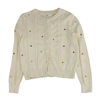 Cream Floral Cardigan Sweater