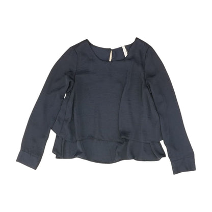 Navy Solid Long Sleeve Blouse