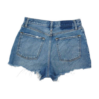 Blue Solid Denim Shorts