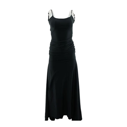 Black Solid Maxi Dress