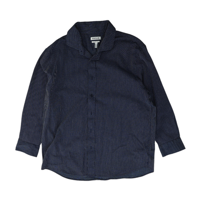 Navy Print Long Sleeve Button Down