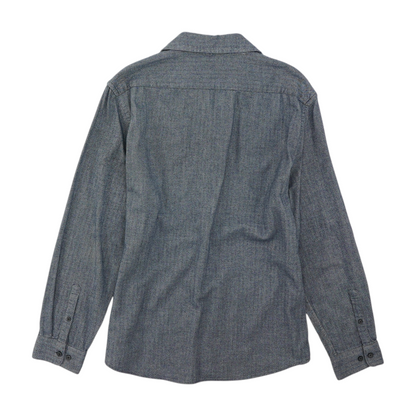 Blue Solid Flannel Button Down