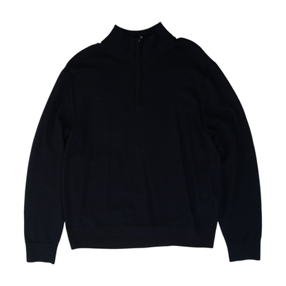 Navy Solid 1/4 Zip Sweater
