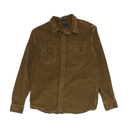 Brown Solid Long Sleeve Button Down