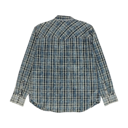 Navy Plaid Long Sleeve Button Down