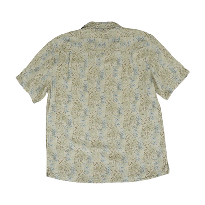 Beige Print Short Sleeve Button Down