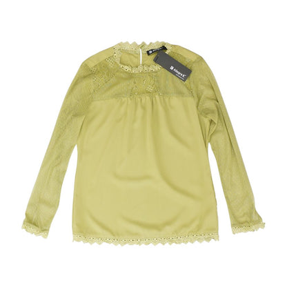Green Solid Long Sleeve Blouse