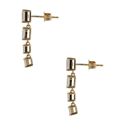 2 Ct 14K Gold Lab Grown Diamond Graduated Emerald Cut Drop Earrings