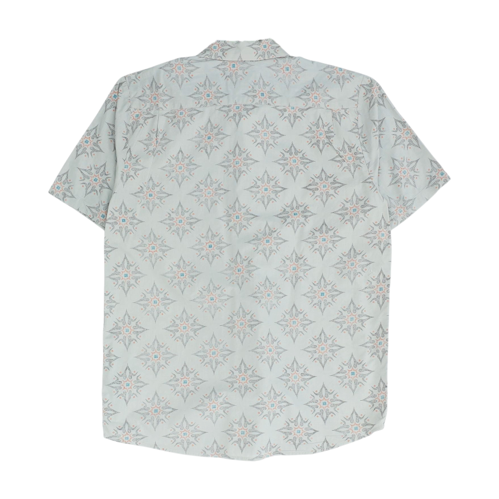 Gray Print Short Sleeve Button Down