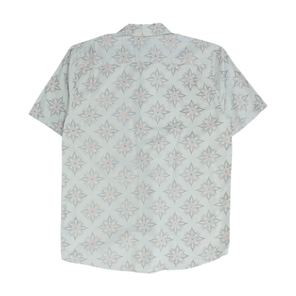 Gray Print Short Sleeve Button Down