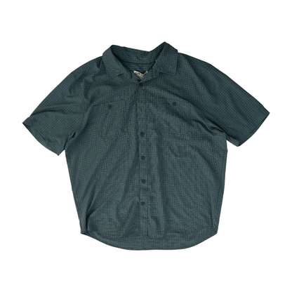 Green Plaid Short Sleeve Button Down