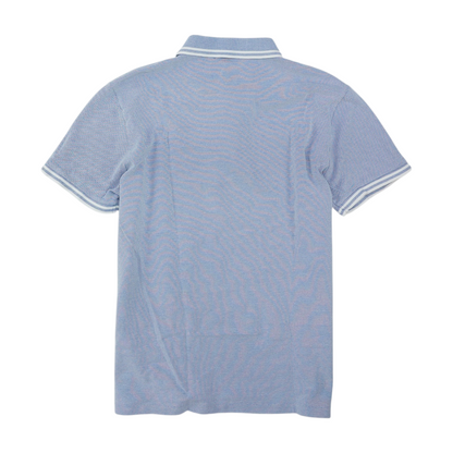 Blue Solid Short Sleeve Polo