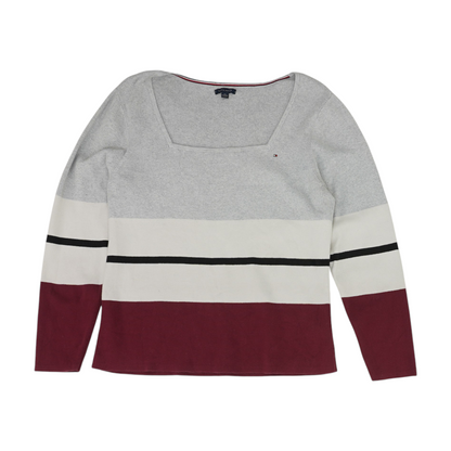 Gray Color Block Pullover Sweater