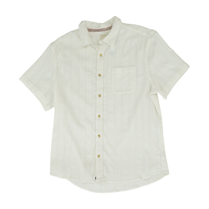 White Solid Short Sleeve Button Down