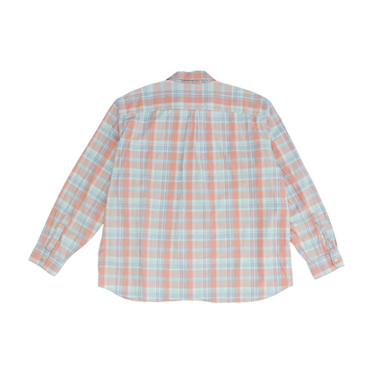 Peach Plaid Long Sleeve Button Down