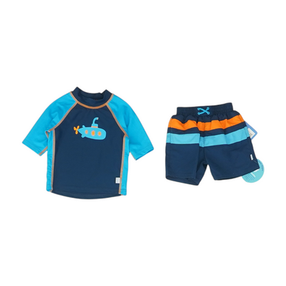 Blue Color Block Swim Set