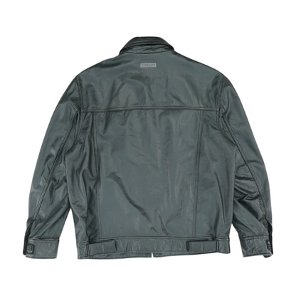 Black Solid Leather Jacket