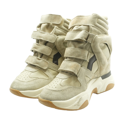 Beige and Brown Balskee Leather Sneakers