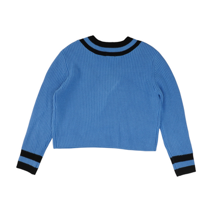 Blue Color Block Pullover Sweater