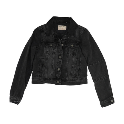 Black Solid Denim Jacket